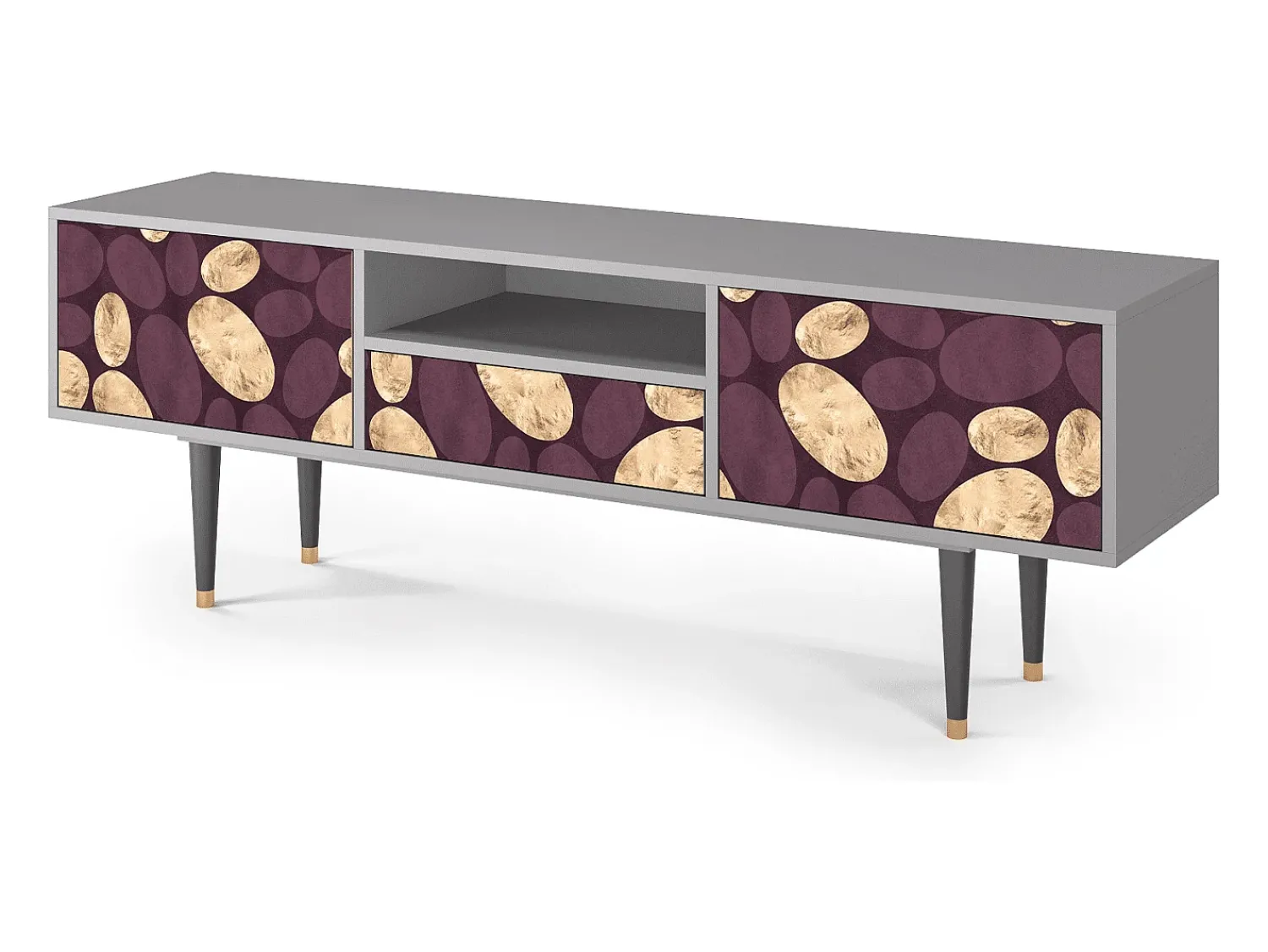 Discount Mueble de TV - 170х59х41 cm - T6 - Fine Wine, Cinza Cinzento