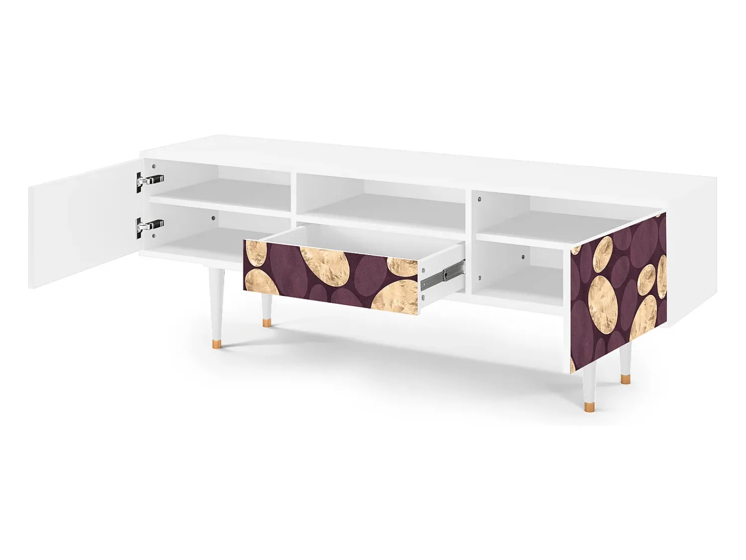 Móvel De Tv| Mueble de TV - 170х59х41 cm - T6 - Fine Wine, Branco Bege