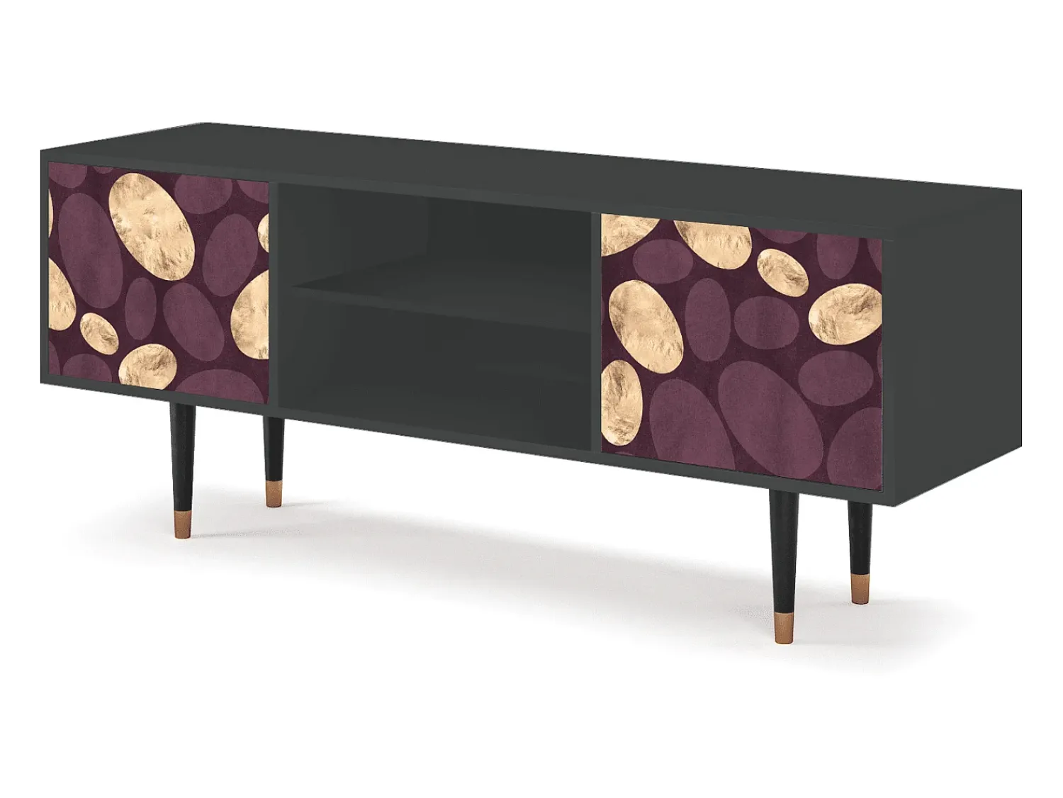 Best Mueble de TV - 170х69х48 cm - T2 - Fine Wine, Antracite Cinza antracite