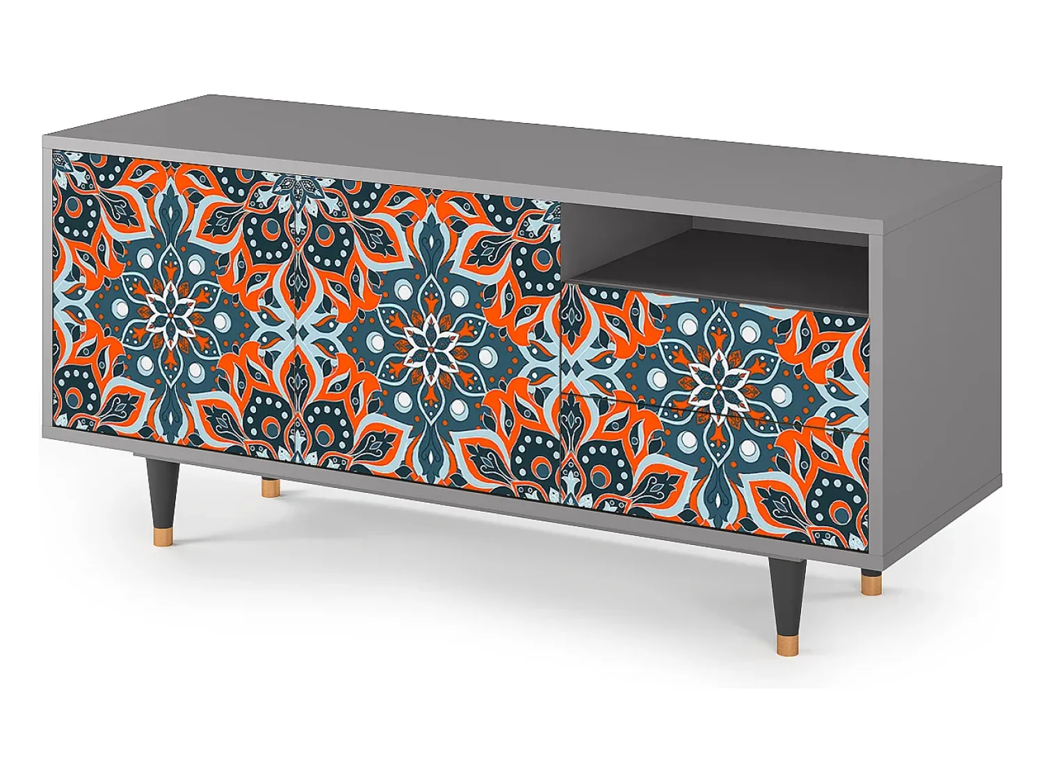 Móvel De Tv| Mueble de TV - 125х56х41 cm - T7 - Fire Beetle, Cinza Cinzento