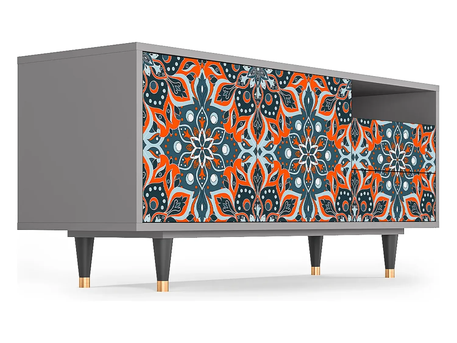 Móvel De Tv| Mueble de TV - 125х56х41 cm - T7 - Fire Beetle, Cinza Cinzento
