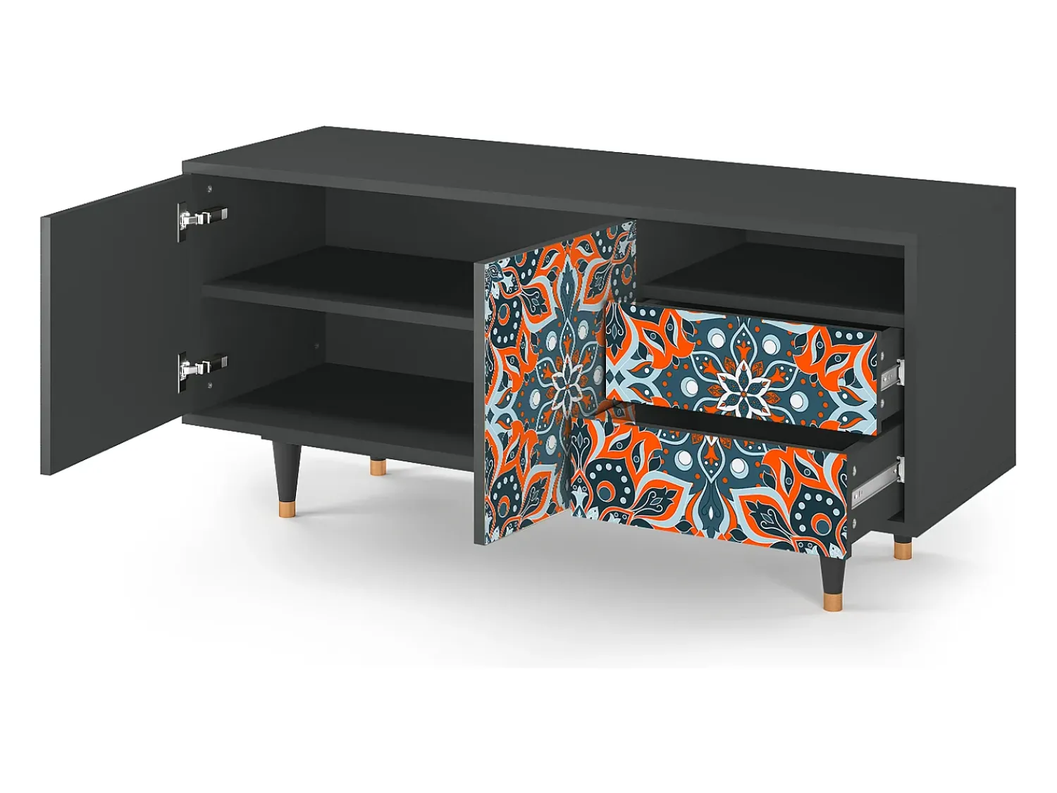 Móvel De Tv| Mueble de TV - 125х56х41 cm - T7 - Fire Beetle, Antracite Cinza antracite