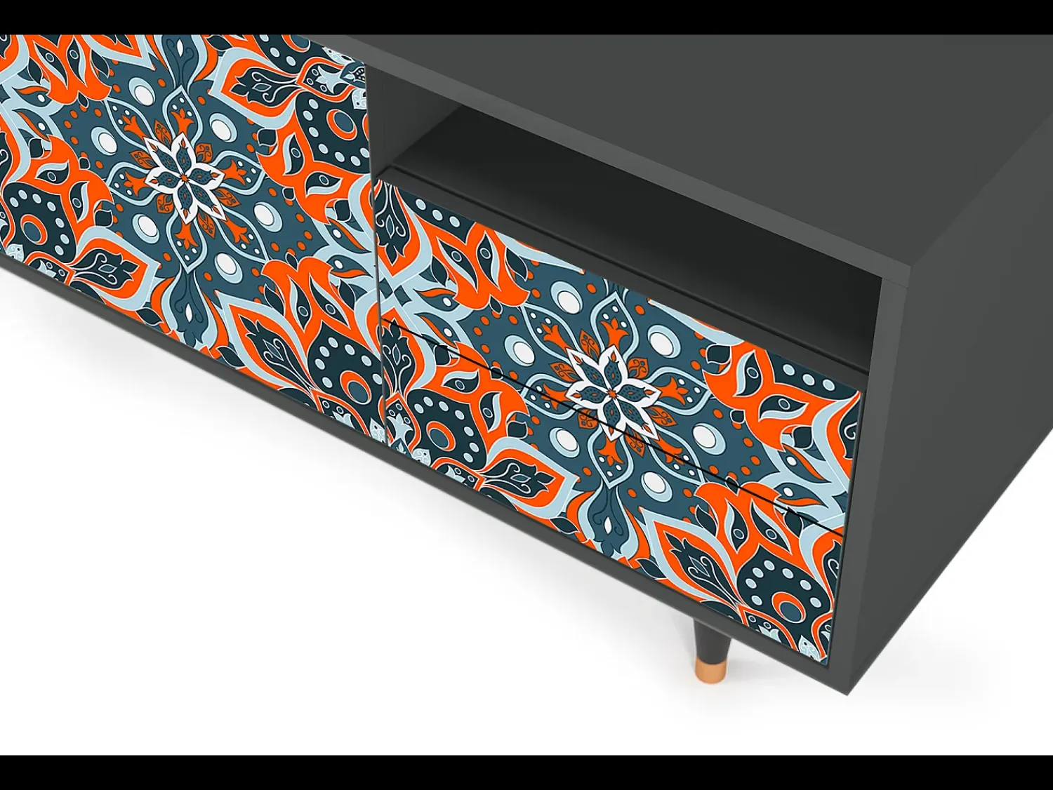 Móvel De Tv| Mueble de TV - 125х56х41 cm - T7 - Fire Beetle, Antracite Cinza antracite