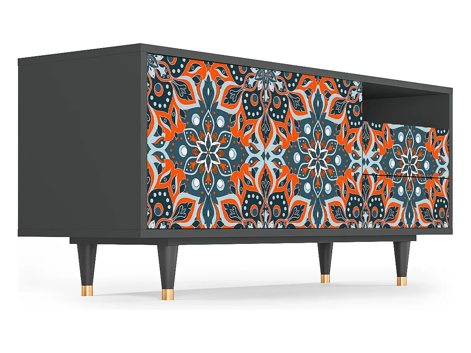 Móvel De Tv| Mueble de TV - 125х56х41 cm - T7 - Fire Beetle, Antracite Cinza antracite