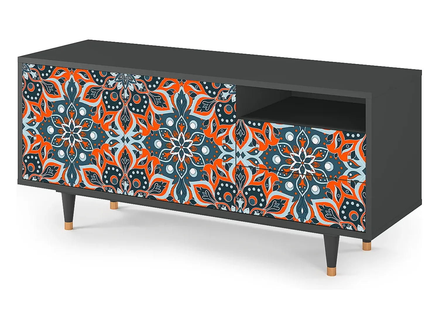 Móvel De Tv| Mueble de TV - 125х56х41 cm - T7 - Fire Beetle, Antracite Cinza antracite