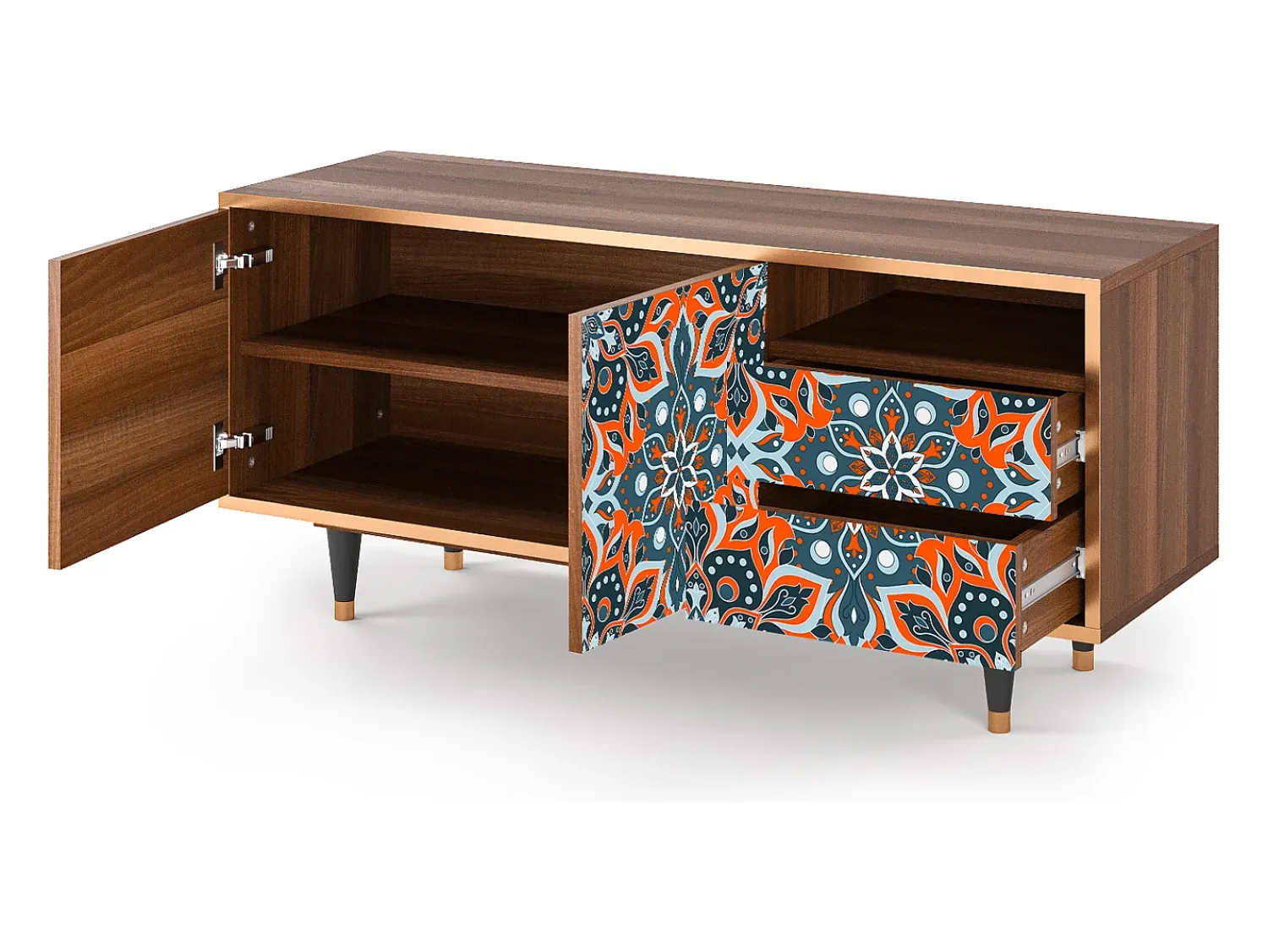 Móvel De Tv* Mueble de TV - 125х56х41 cm - T7 - Fire Beetle, Nogueira Castanho