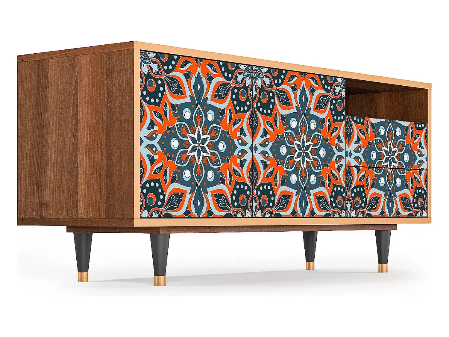 Móvel De Tv* Mueble de TV - 125х56х41 cm - T7 - Fire Beetle, Nogueira Castanho