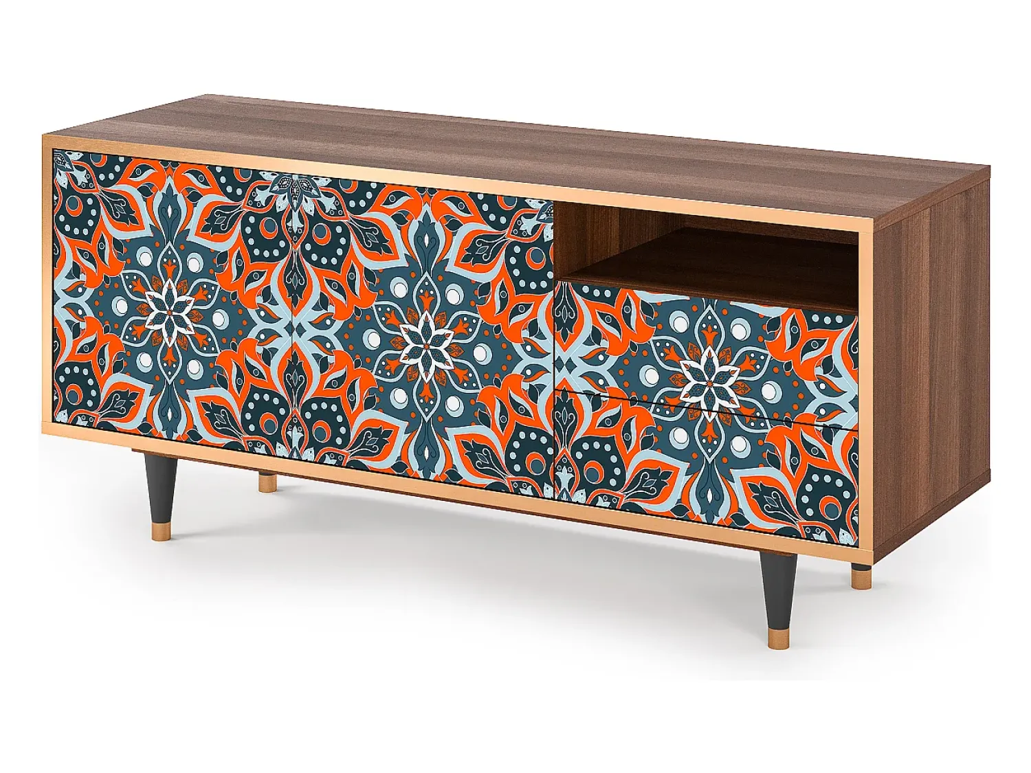 Móvel De Tv* Mueble de TV - 125х56х41 cm - T7 - Fire Beetle, Nogueira Castanho
