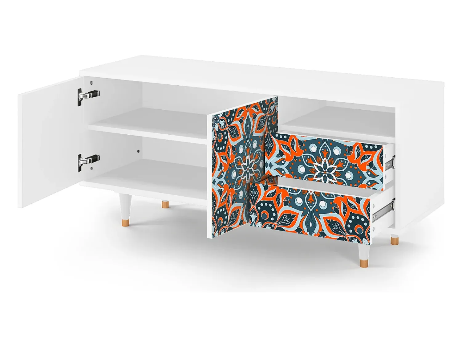 Móvel De Tv| Mueble de TV - 125х56х41 cm - T7 - Fire Beetle, Branco Bege
