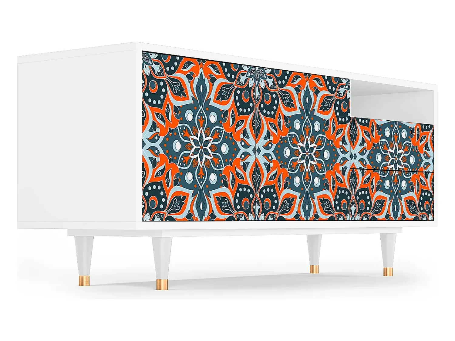 Móvel De Tv| Mueble de TV - 125х56х41 cm - T7 - Fire Beetle, Branco Bege