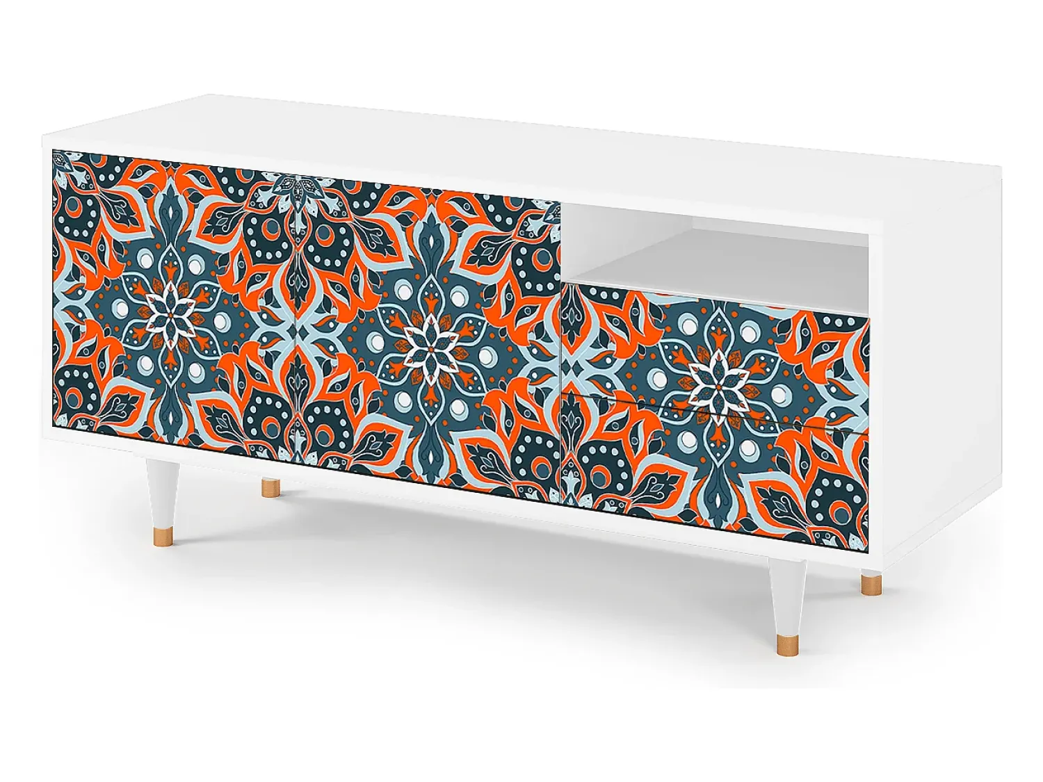 Móvel De Tv| Mueble de TV - 125х56х41 cm - T7 - Fire Beetle, Branco Bege