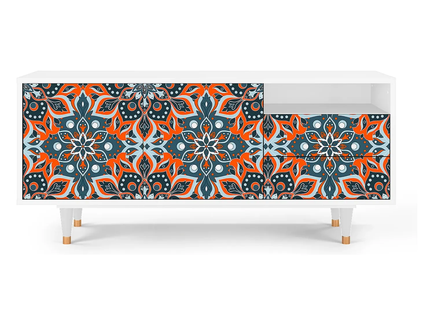 Móvel De Tv| Mueble de TV - 125х56х41 cm - T7 - Fire Beetle, Branco Bege