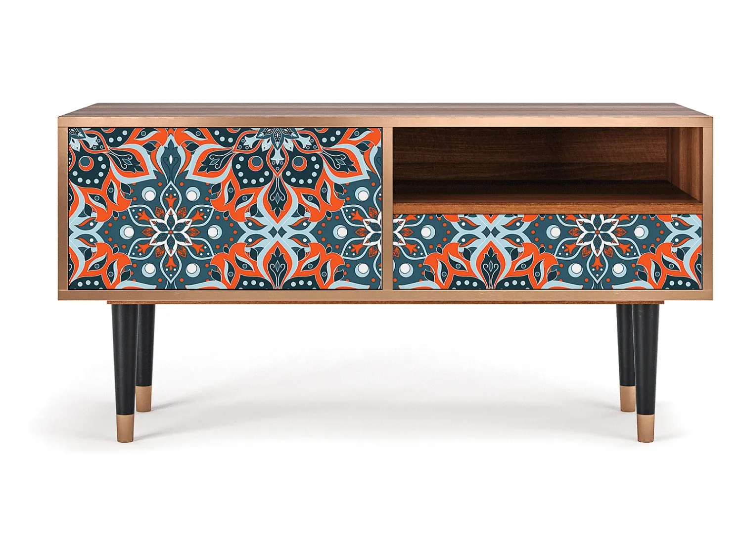 Móvel De Tv* Mueble de TV - 115х59х48 cm - T3 - Fire Beetle, Nogueira Castanho