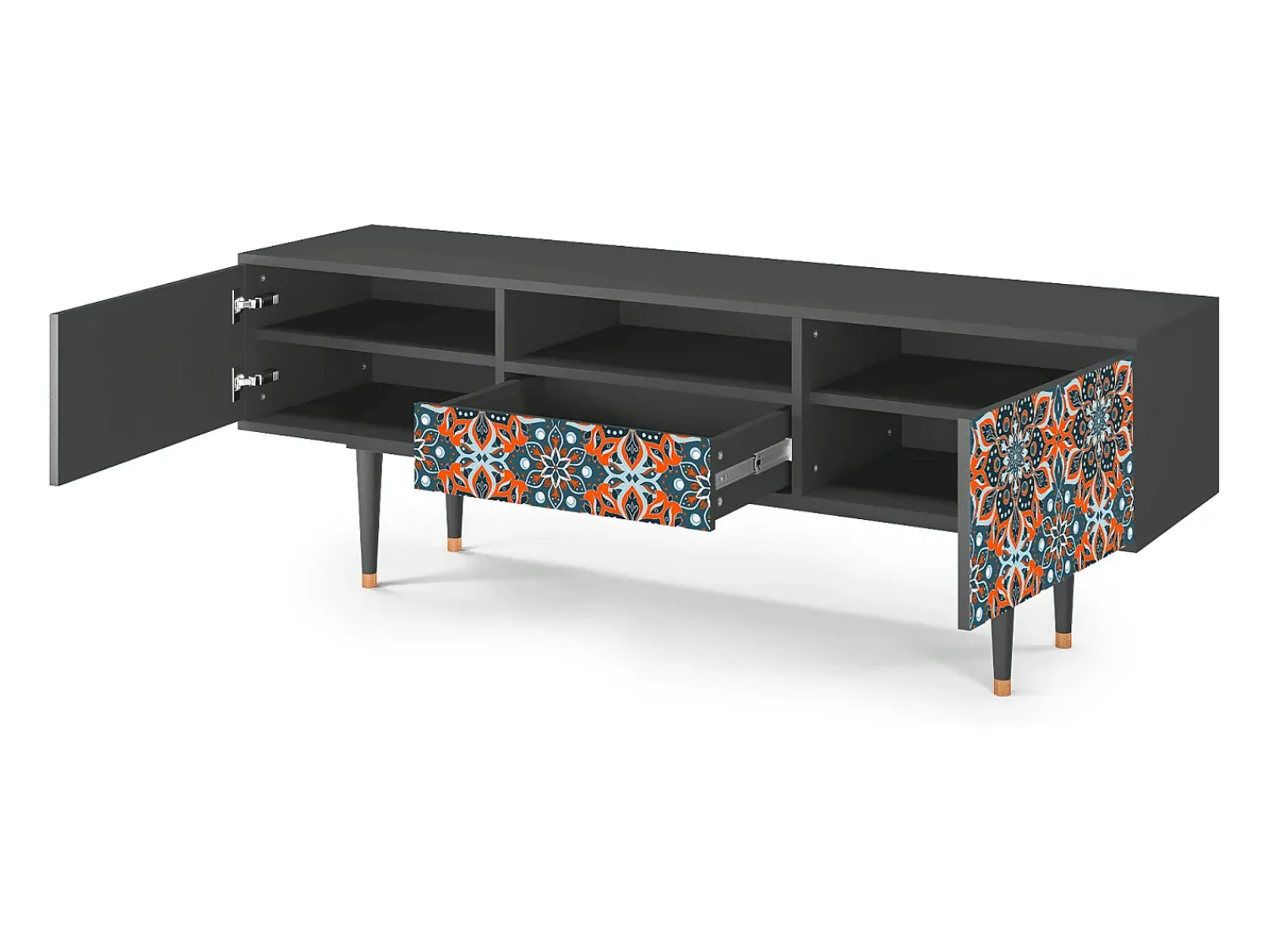 Móvel De Tv* Mueble de TV - 170х59х41 cm - T6 - Fire Beetle, Antracite Cinza antracite