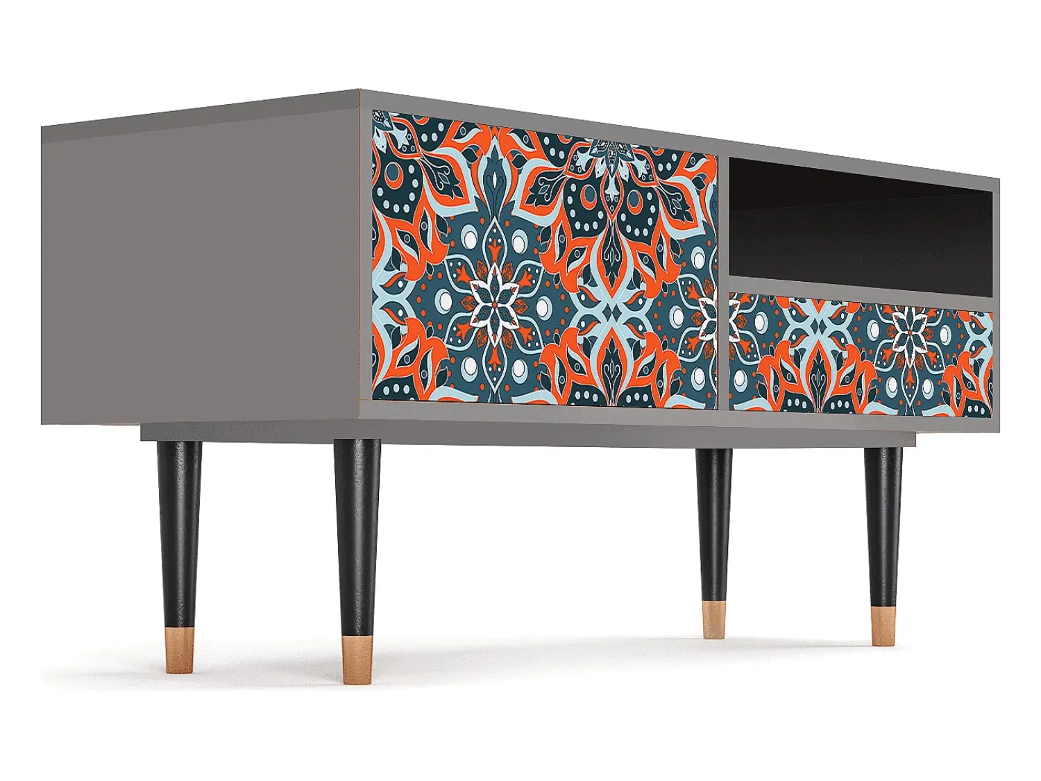 Móvel De Tv* Mueble de TV - 115х59х48 cm - T3 - Fire Beetle, Cinza Cinzento