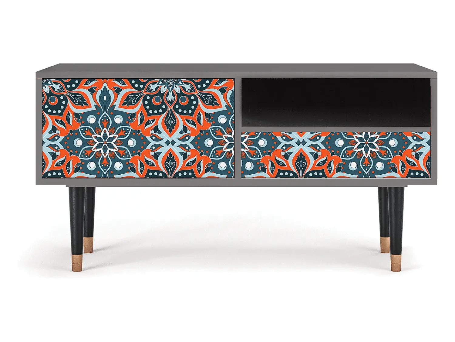 Móvel De Tv* Mueble de TV - 115х59х48 cm - T3 - Fire Beetle, Cinza Cinzento