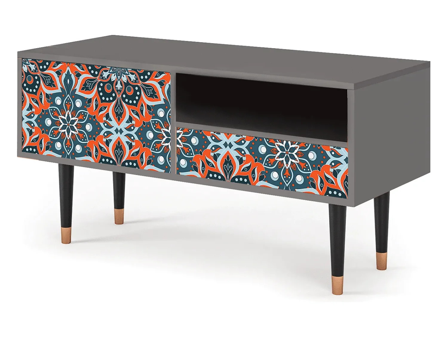 Móvel De Tv* Mueble de TV - 115х59х48 cm - T3 - Fire Beetle, Cinza Cinzento