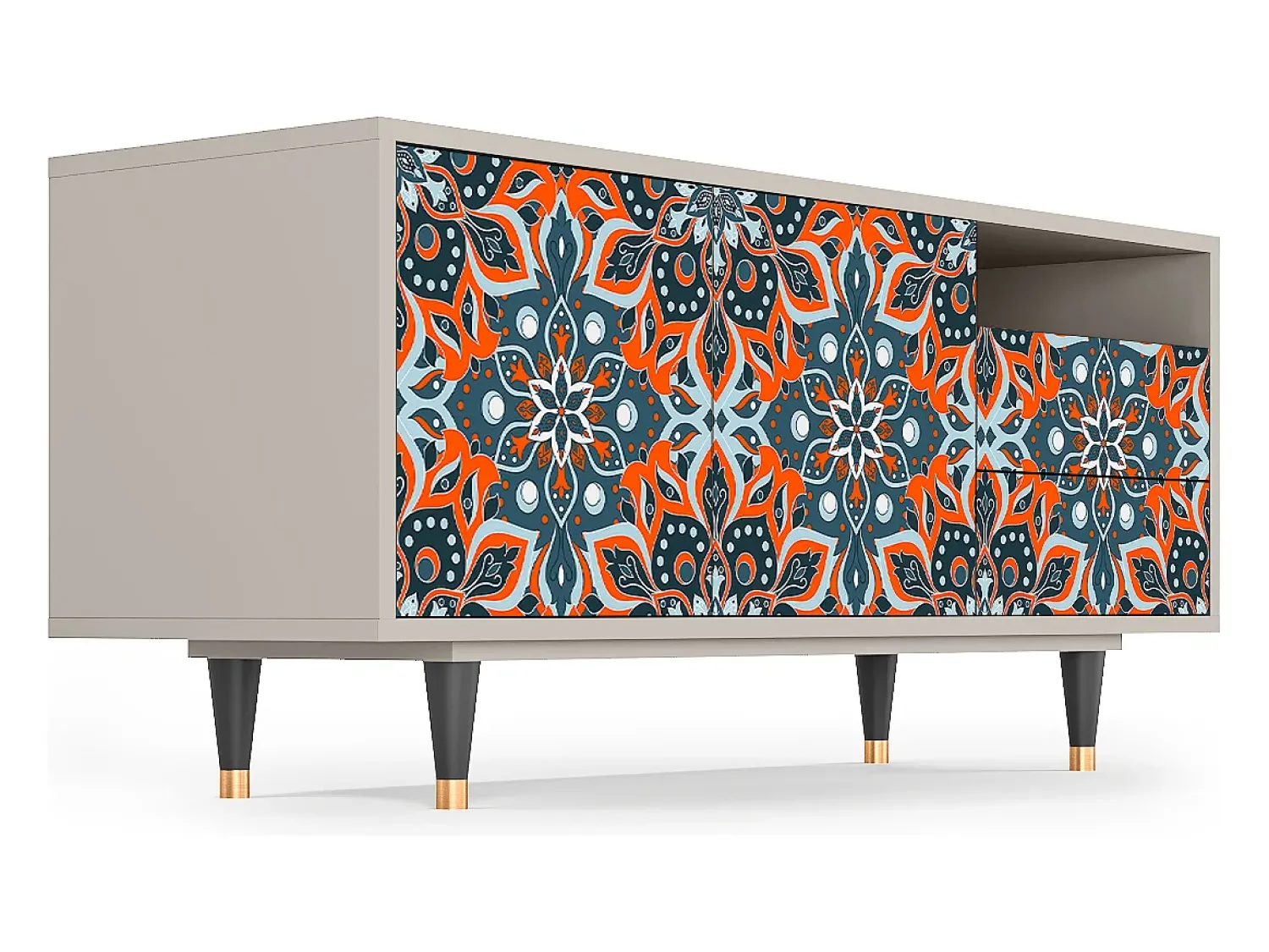 Móvel De Tv| Mueble de TV - 125х56х41 cm - T7 - Fire Beetle, Areia Bege