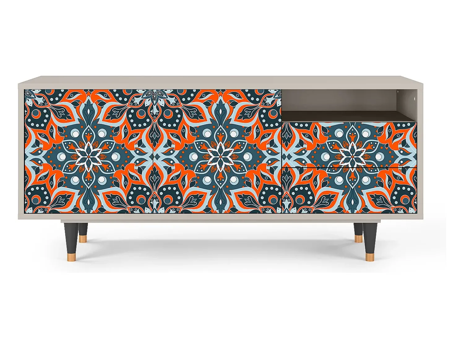 Móvel De Tv| Mueble de TV - 125х56х41 cm - T7 - Fire Beetle, Areia Bege