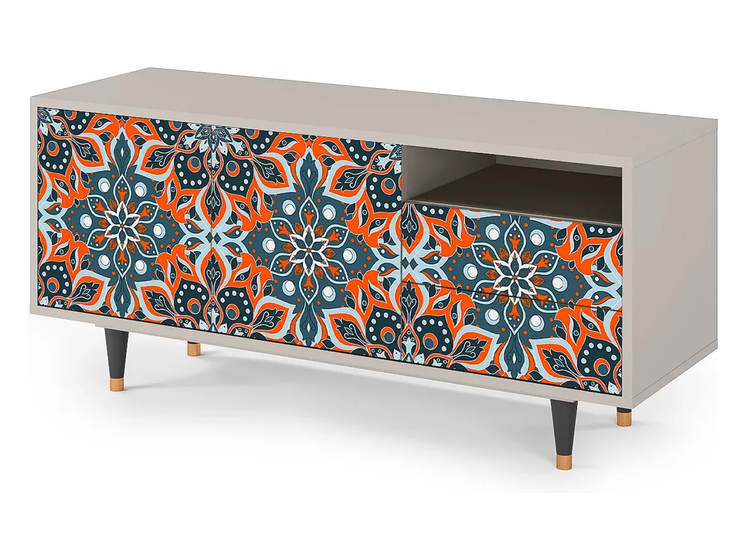 Móvel De Tv| Mueble de TV - 125х56х41 cm - T7 - Fire Beetle, Areia Bege