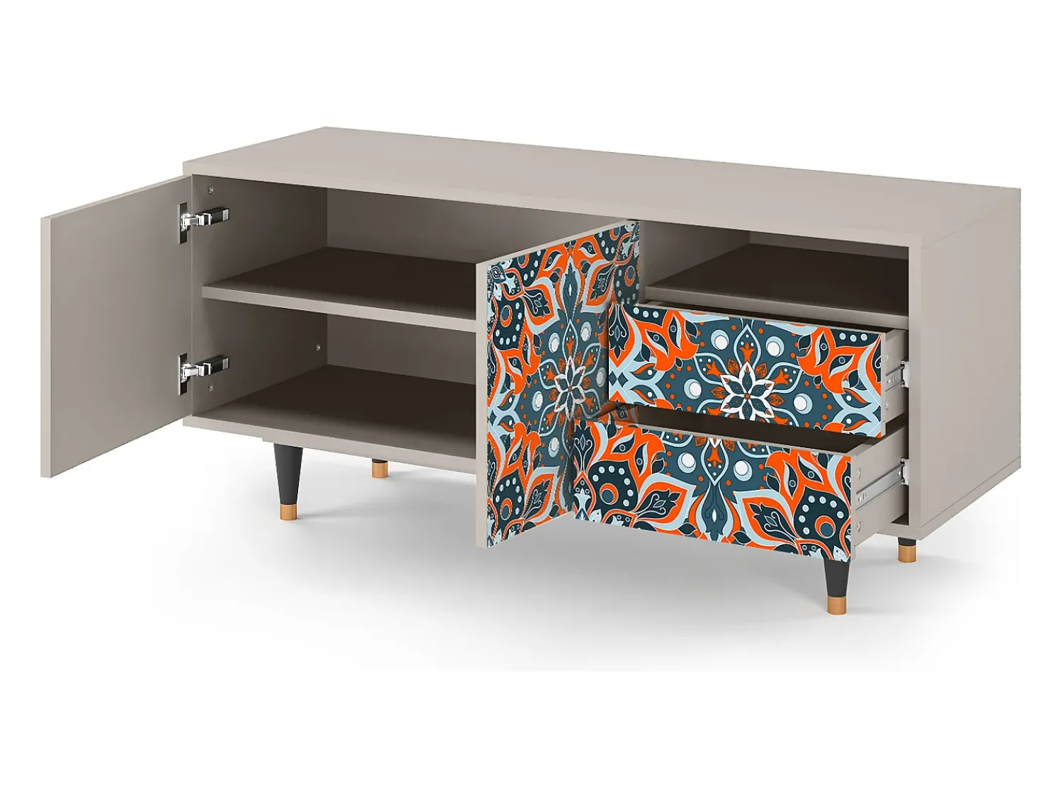 Móvel De Tv| Mueble de TV - 125х56х41 cm - T7 - Fire Beetle, Areia Bege