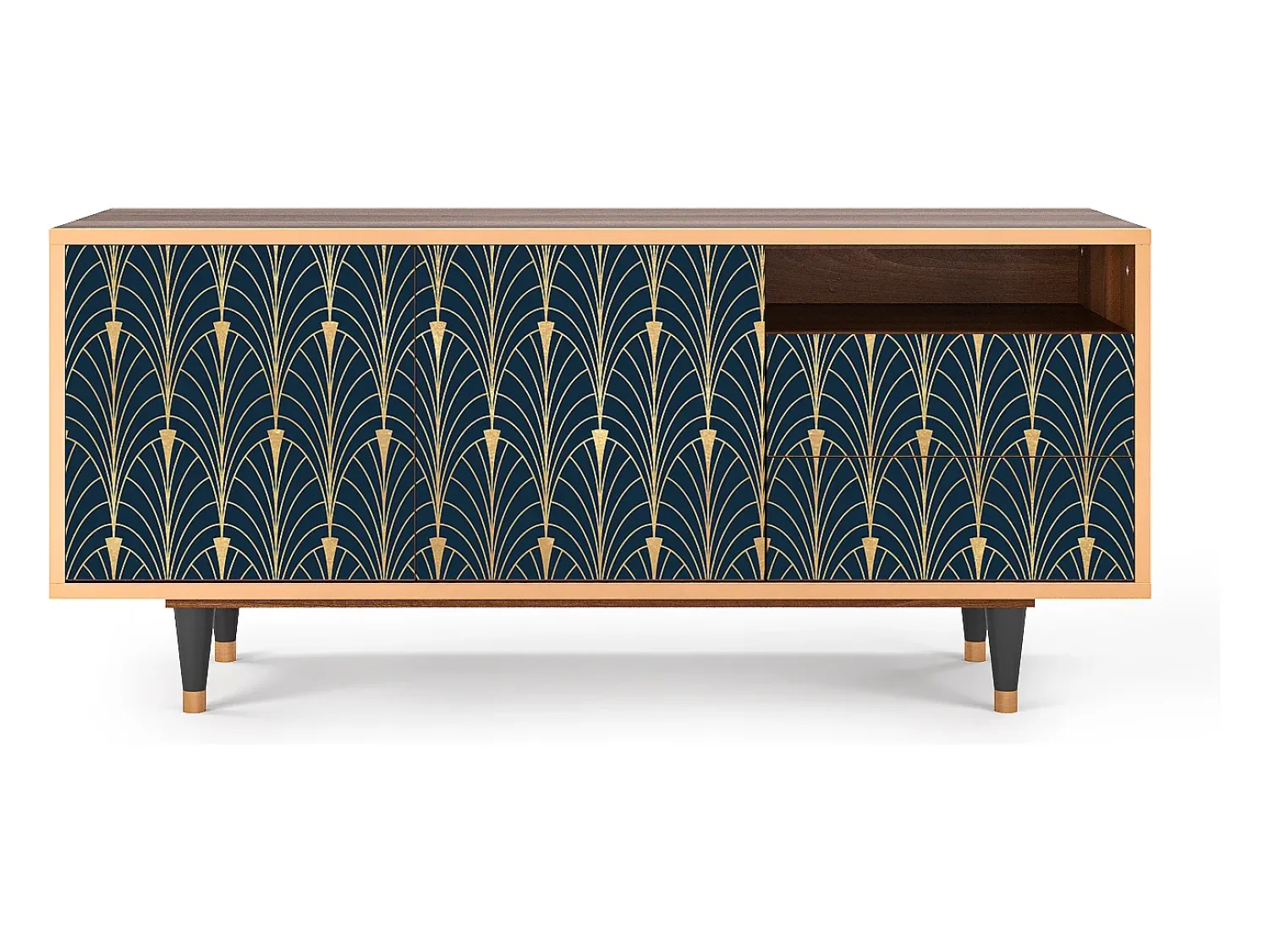 Hot Mueble de TV - 125х56х41 cm - T7 - Flower of the Nile, Nogueira Castanho