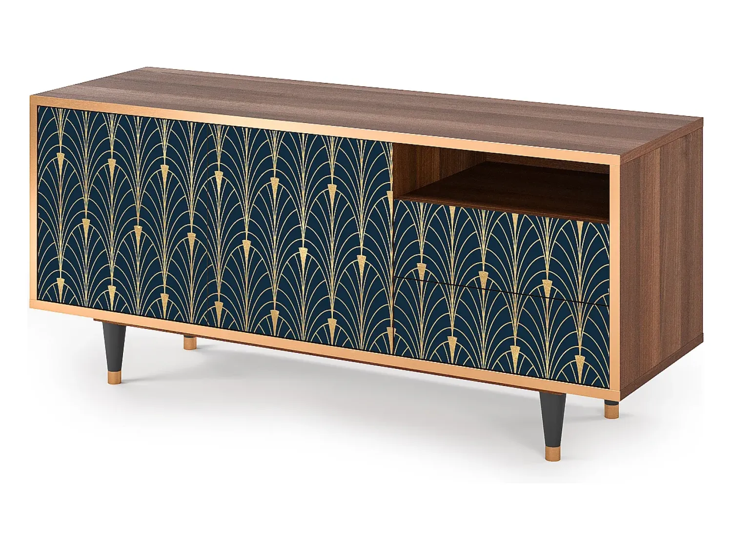 Hot Mueble de TV - 125х56х41 cm - T7 - Flower of the Nile, Nogueira Castanho