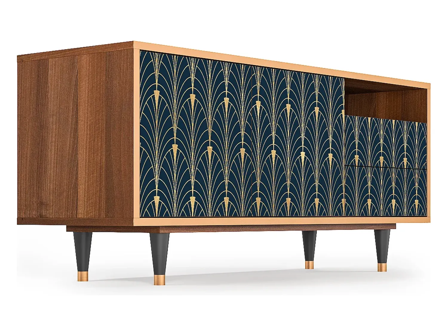 Hot Mueble de TV - 125х56х41 cm - T7 - Flower of the Nile, Nogueira Castanho