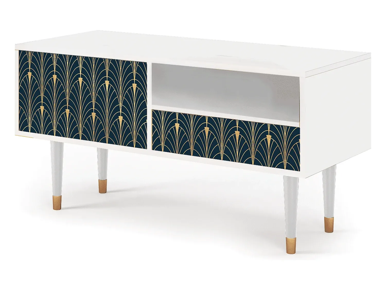 Móvel De Tv| Mueble de TV - 115х59х48 cm - T3 - Flower of the Nile, Branco Bege