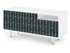Móvel De Tv* Mueble de TV - 125х56х41 cm - T7 - Flower of the Nile, Branco Bege