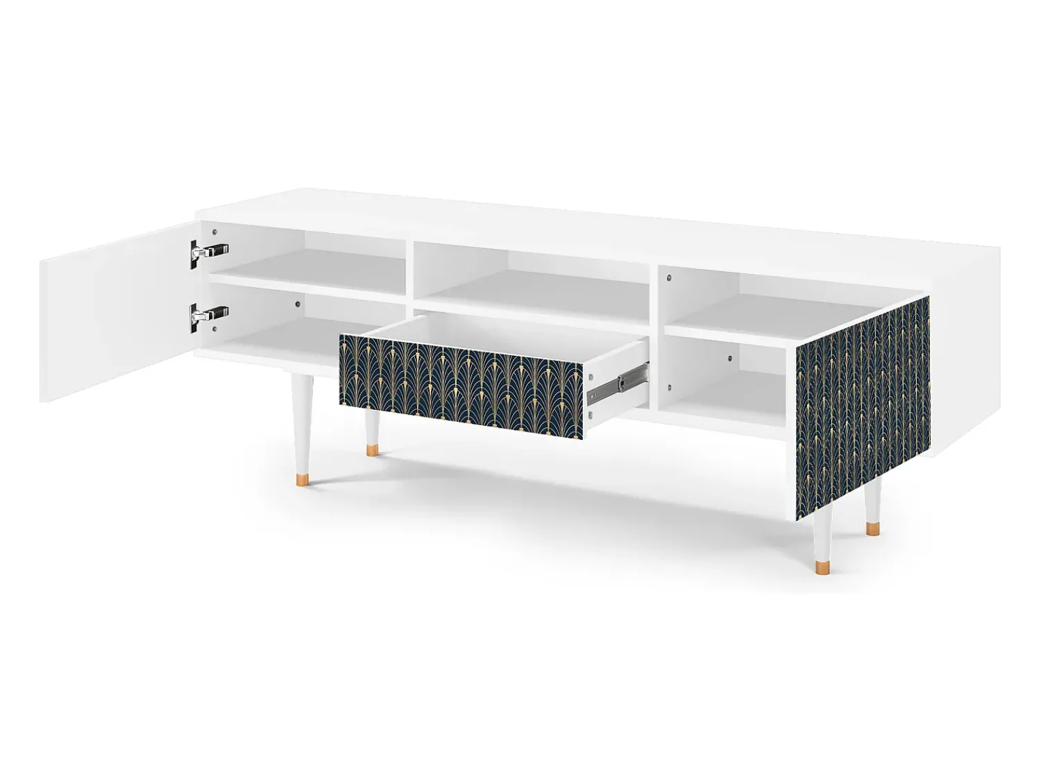 Mueble de TV - 170х59х41 cm - T6 - Flower of the Nile, Branco^ Móvel De Tv