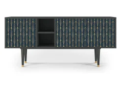 Móvel De Tv| Mueble de TV - 150х69х41 cm - T5 - Flower of the Nile, Antracite Cinza antracite