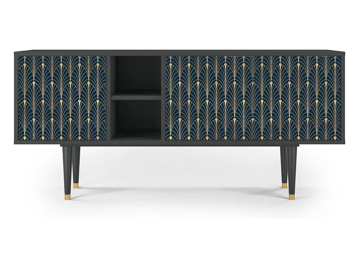 Móvel De Tv| Mueble de TV - 150х69х41 cm - T5 - Flower of the Nile, Antracite Cinza antracite