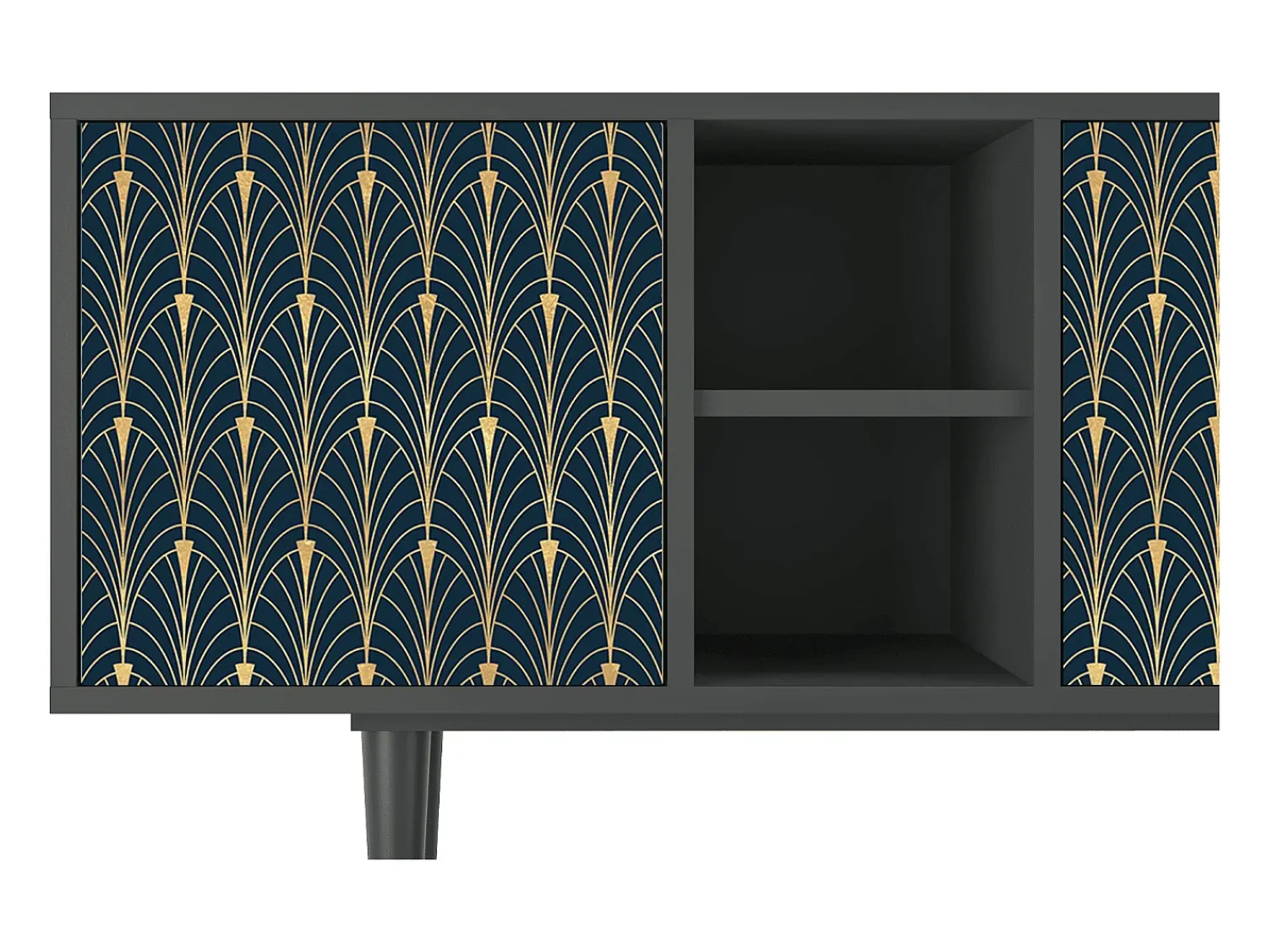 Móvel De Tv| Mueble de TV - 150х69х41 cm - T5 - Flower of the Nile, Antracite Cinza antracite