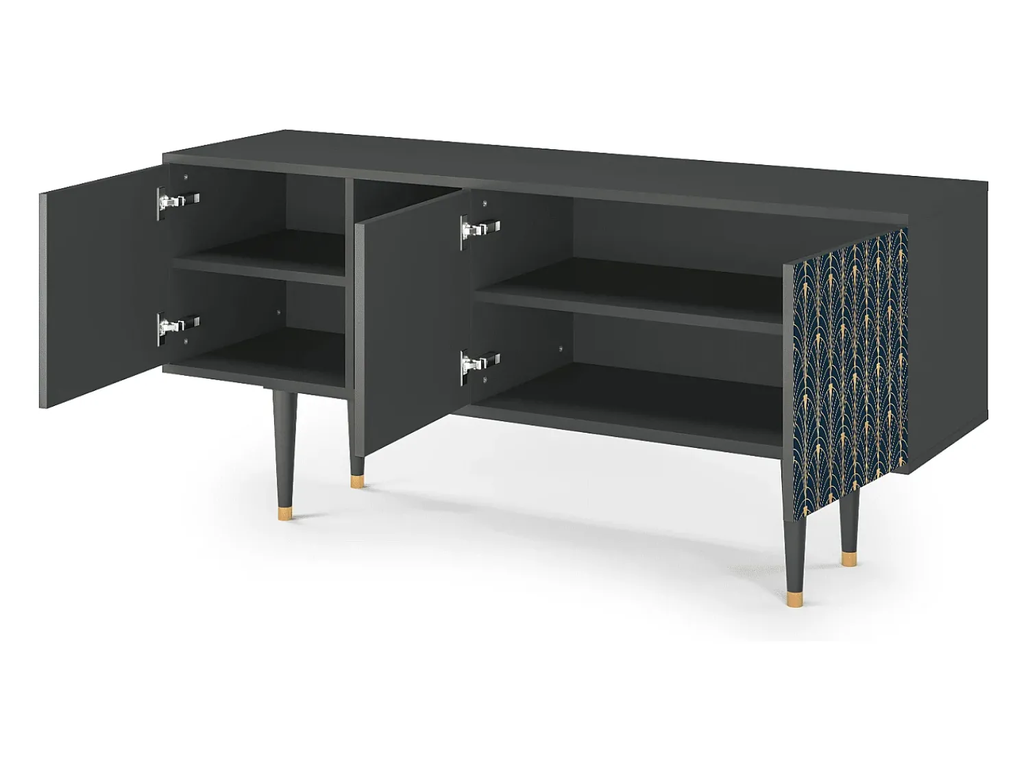 Móvel De Tv| Mueble de TV - 150х69х41 cm - T5 - Flower of the Nile, Antracite Cinza antracite