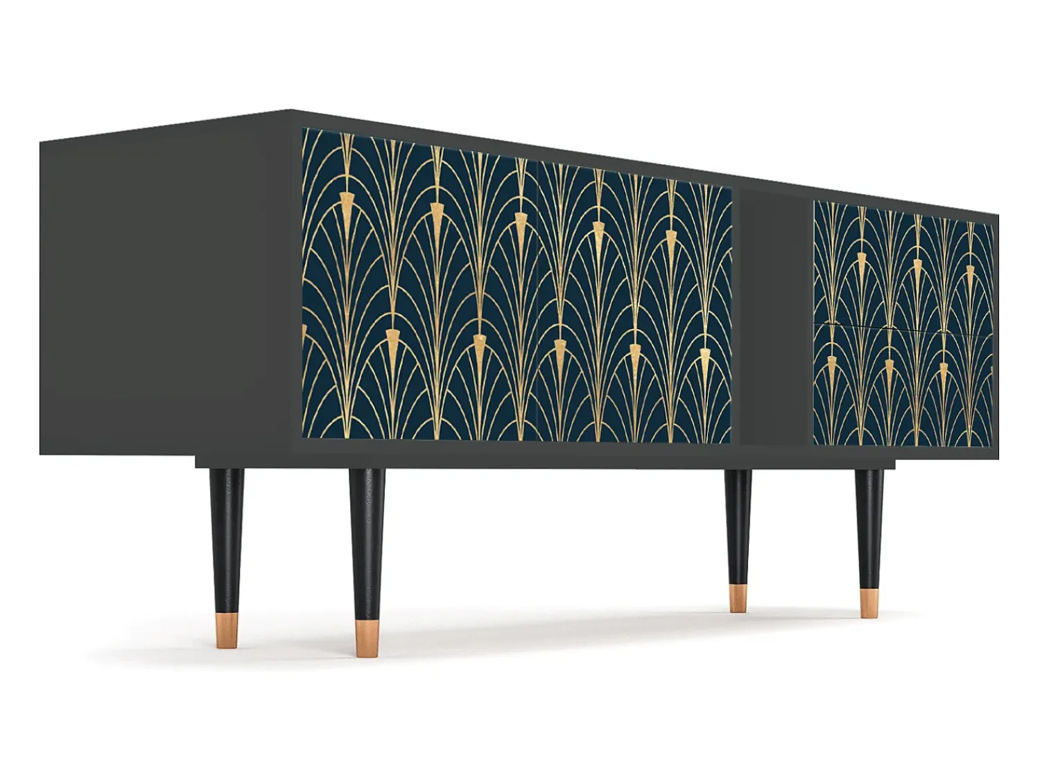 Móvel De Tv* Mueble de TV - 170х69х48 cm - T1 - Flower of the Nile, Antracite Cinza antracite