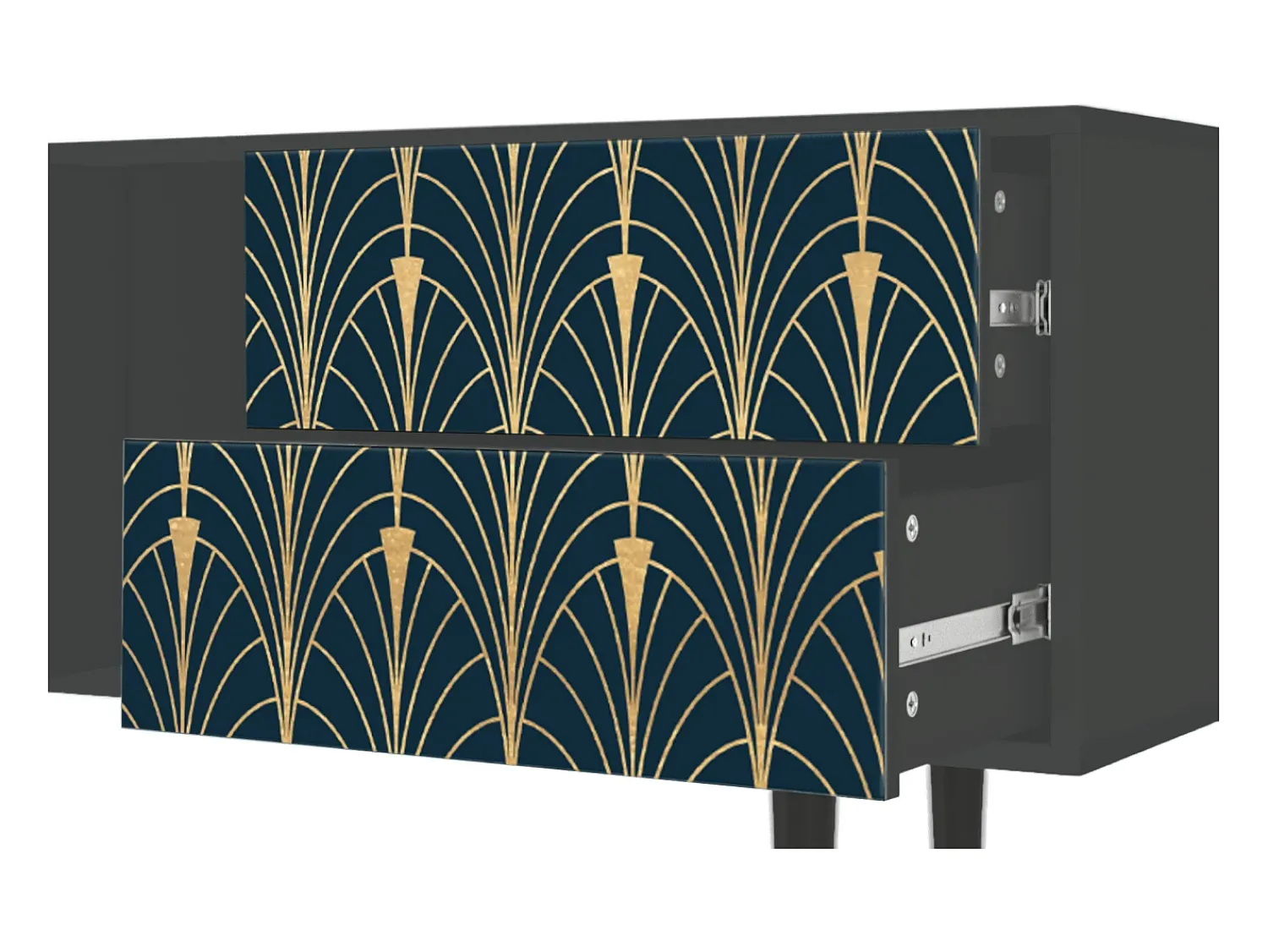 Móvel De Tv* Mueble de TV - 170х69х48 cm - T1 - Flower of the Nile, Antracite Cinza antracite