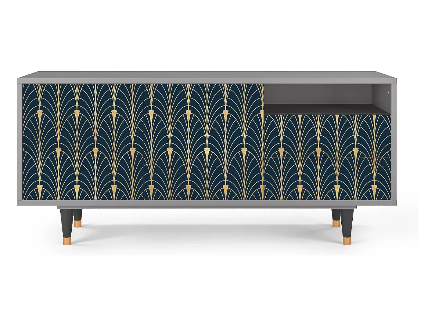 Mueble de TV - 125х56х41 cm - T7 - Flower of the Nile, Cinza^ Móvel De Tv