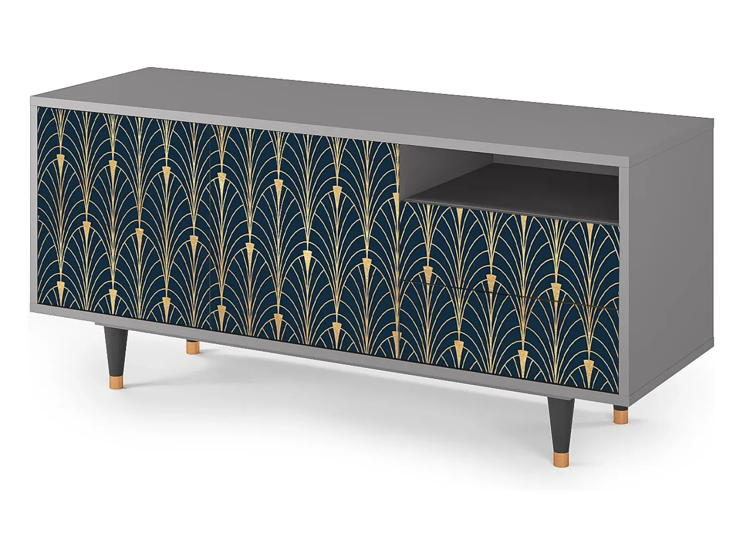Mueble de TV - 125х56х41 cm - T7 - Flower of the Nile, Cinza^ Móvel De Tv