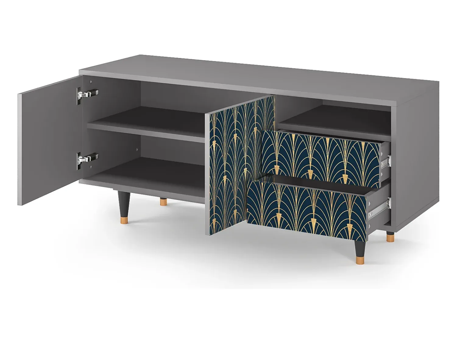 Mueble de TV - 125х56х41 cm - T7 - Flower of the Nile, Cinza^ Móvel De Tv