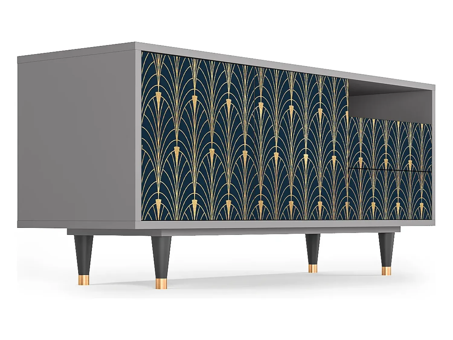 Mueble de TV - 125х56х41 cm - T7 - Flower of the Nile, Cinza^ Móvel De Tv