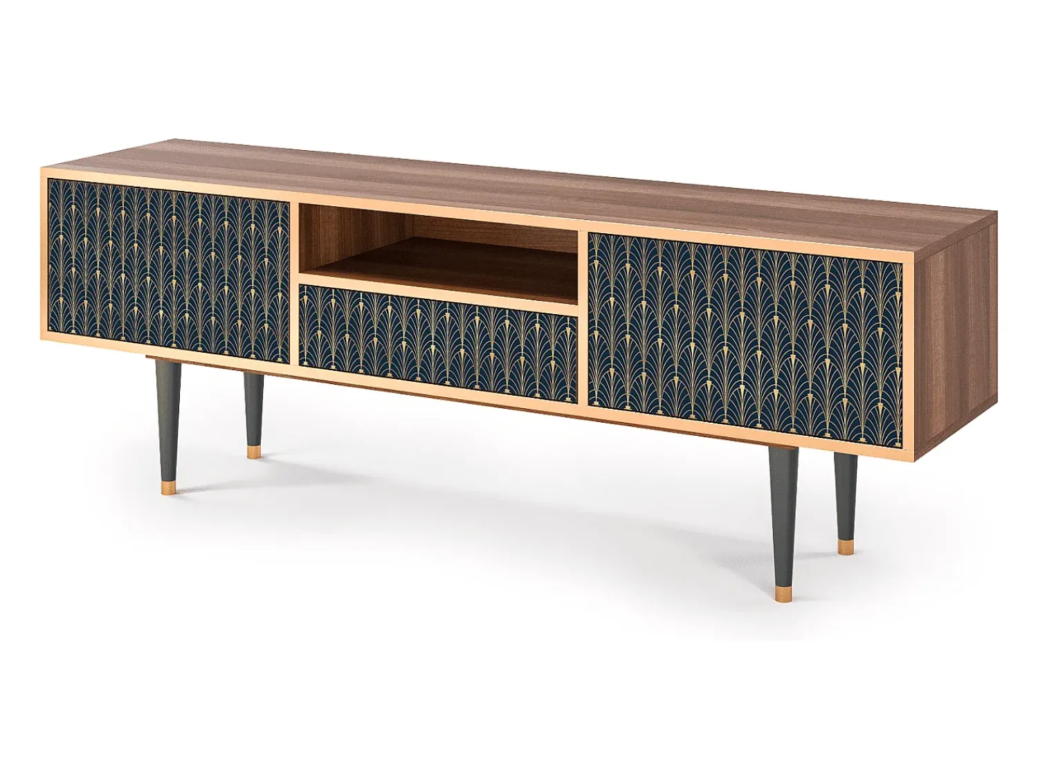 Hot Mueble de TV - 170х59х41 cm - T6 - Flower of the Nile, Nogueira Castanho