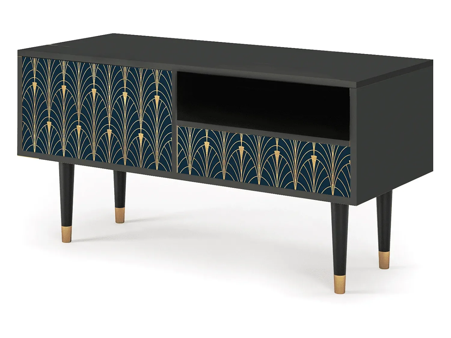 Mueble de TV - 115х59х48 cm - T3 - Flower of the Nile, Antracite^ Móvel De Tv