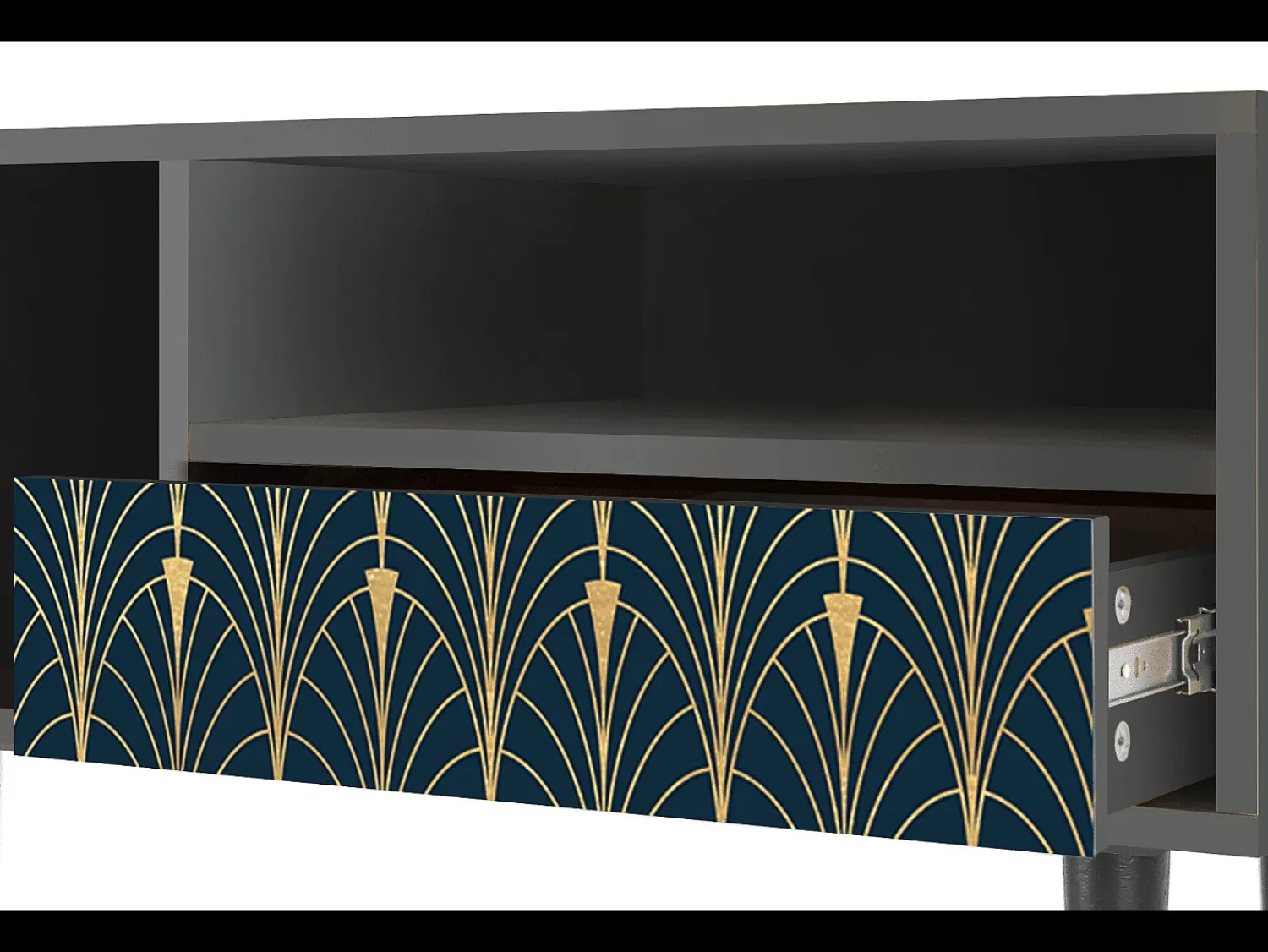 Mueble de TV - 115х59х48 cm - T3 - Flower of the Nile, Antracite^ Móvel De Tv