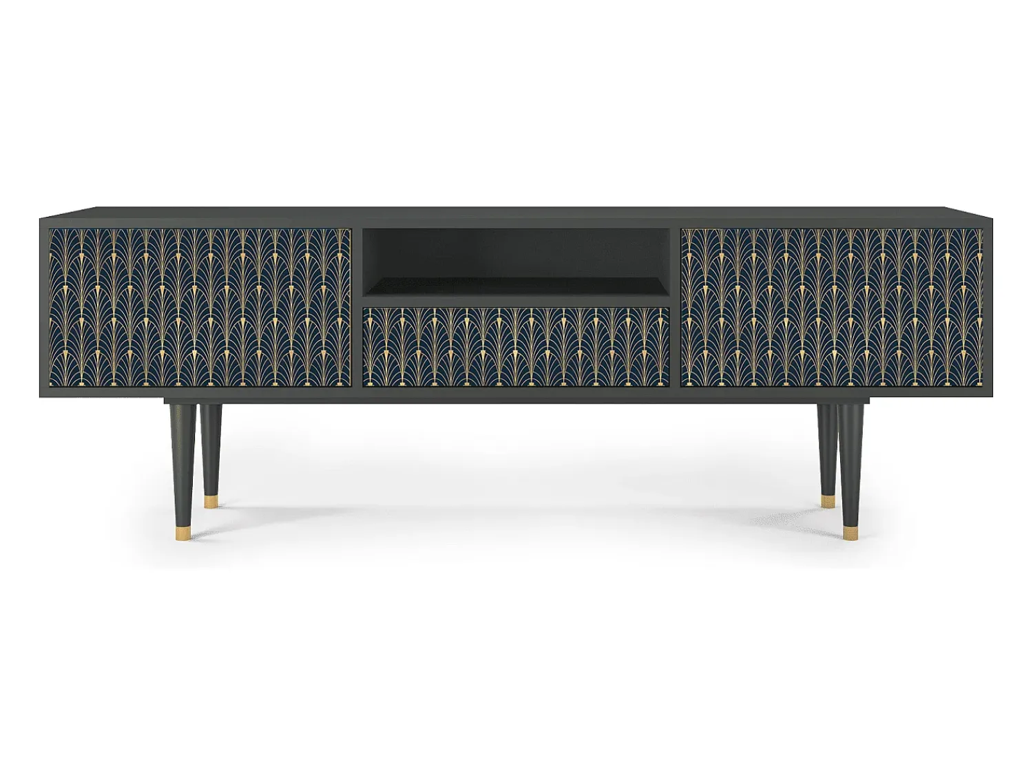 Móvel De Tv* Mueble de TV - 170х59х41 cm - T6 - Flower of the Nile, Antracite Cinza antracite