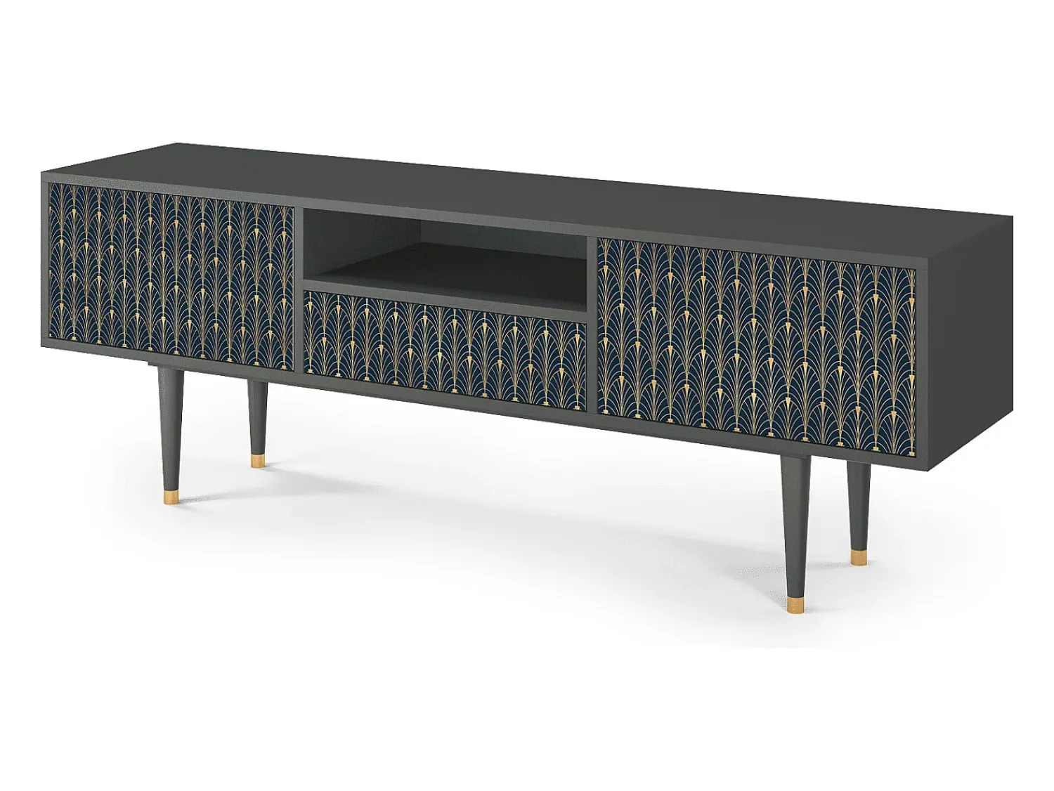 Móvel De Tv* Mueble de TV - 170х59х41 cm - T6 - Flower of the Nile, Antracite Cinza antracite