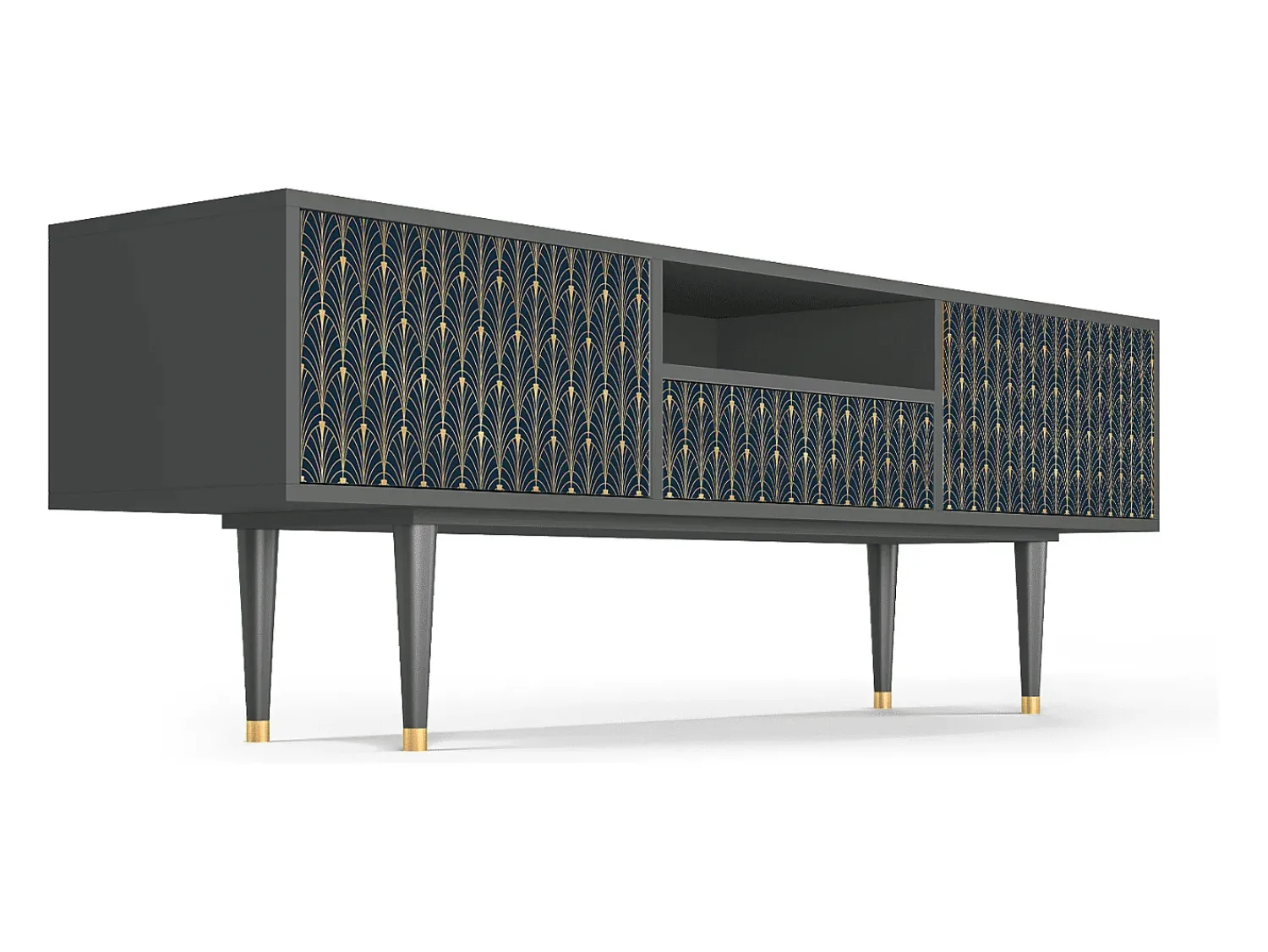 Móvel De Tv* Mueble de TV - 170х59х41 cm - T6 - Flower of the Nile, Antracite Cinza antracite