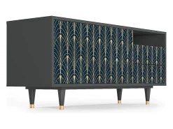 Mueble de TV - 125х56х41 cm - T7 - Flower of the Nile, Antracite^ Móvel De Tv