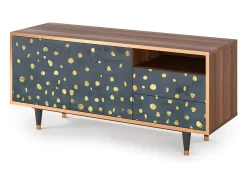 Móvel De Tv| Mueble de TV - 125х56х41 cm - T7 - Foggy Lights, Nogueira Castanho