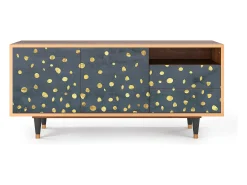 Móvel De Tv| Mueble de TV - 125х56х41 cm - T7 - Foggy Lights, Nogueira Castanho